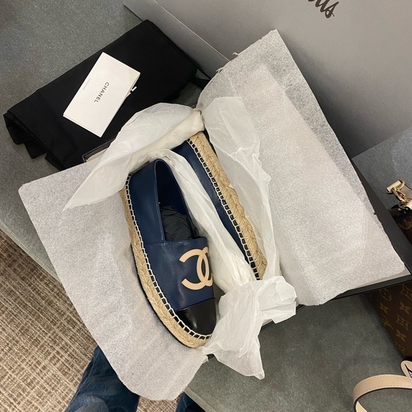 Chanel espadrilles worn once navy black tan authentic size 36 leather - Picture 5 of 6